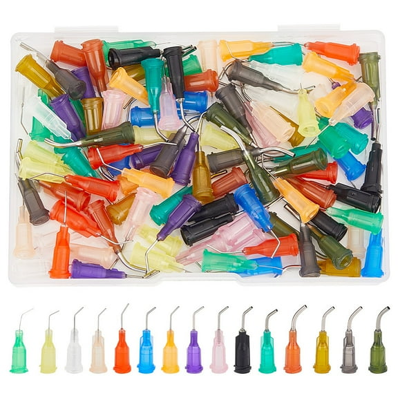 1box Plastic Fluid Precision Blunt Needle Dispense Tips Mixed Color 82x82x27mm 120pcs/box
