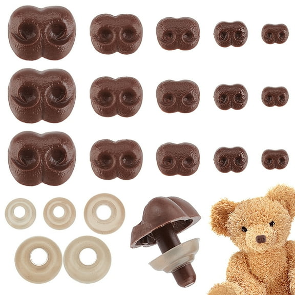 1box Plastic Safety Noses Craft Nose with Eyes Washers for Puppet Plush Animal Making Coconut Brown 12~22.5mm Nose: 6~16.5x8~19.5mm 5 styles 10pcs/style 50pcs