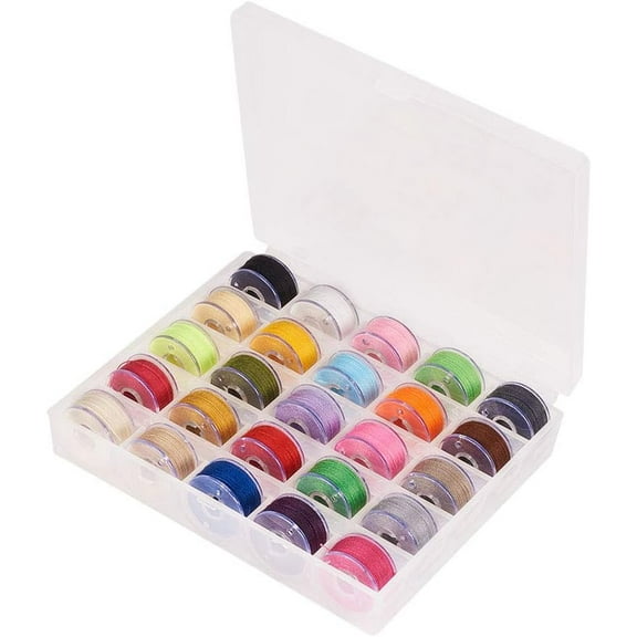 1box Polyester Thread with Plastic Spools for Sewing Mixed color 0.1mm 25rolls/box