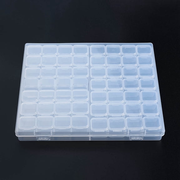 1box Rectangle Polypropylene(PP) Bead Storage Containers with Hinged Lid and 56 Grids Each Row Has 4 Grids for Jewelry Small Accessories Clear 21x18x2.6cm