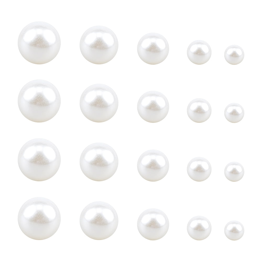 1box Resin Imitation Pearl Beads No Hole/Undrilled Round White 7.5~25mm 214pcs/box