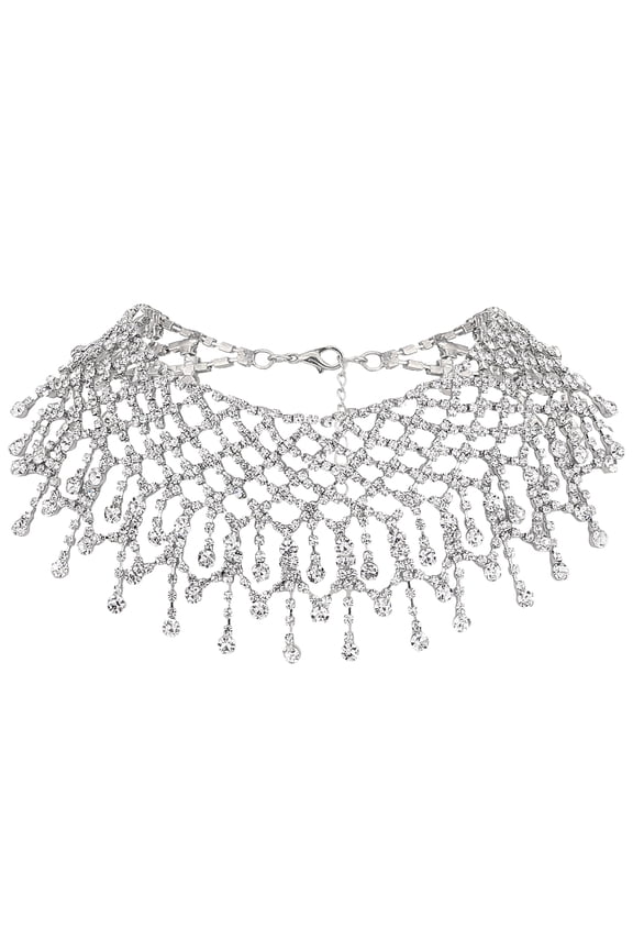 1box Rhinestone Bib Necklace Luxury Necklace for Wedding Party 18.11 inch(46cm) 1pc/box DIY