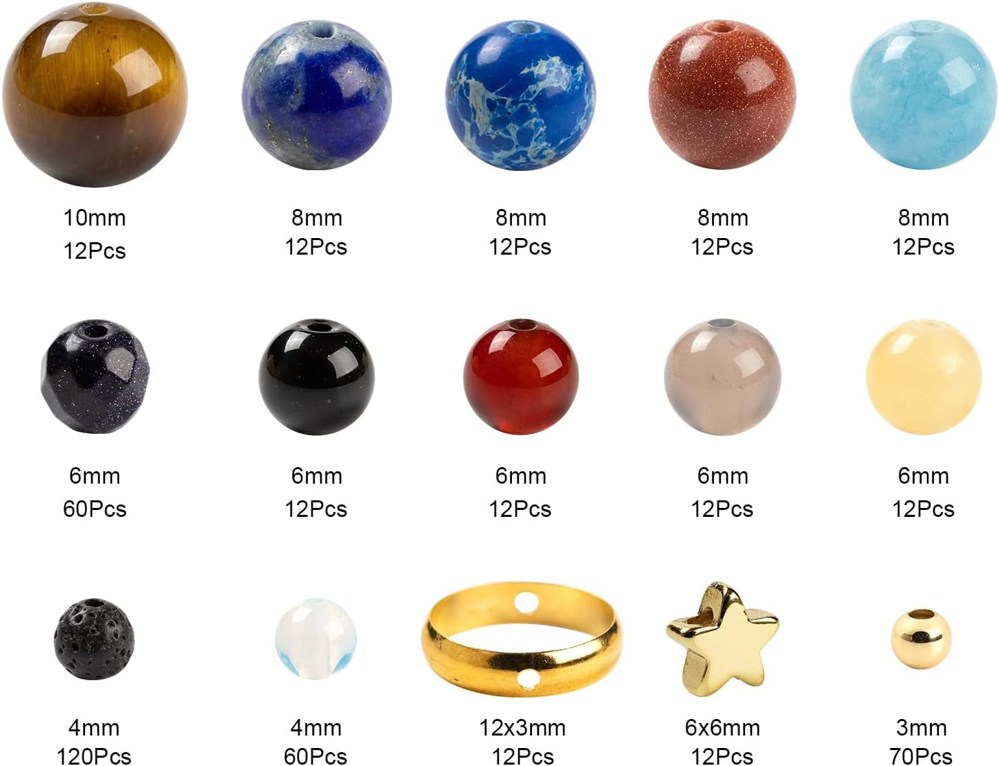 1box Solar System Theme Planet Jewelry Kits 360pcs & Round Beads 94pcs Geometry & Star Brass Beads Mixed color Beads: 360pcs/box