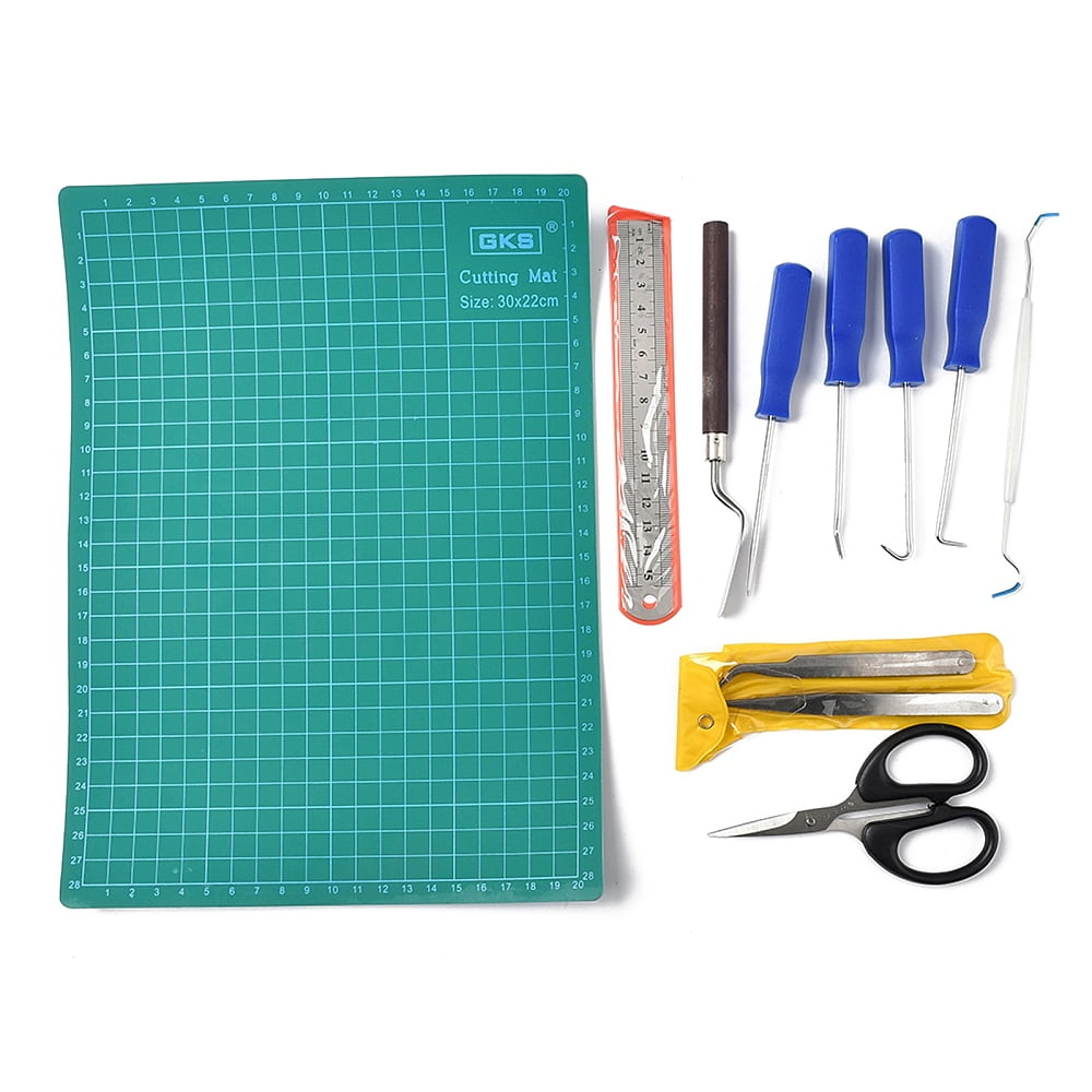 1box Tool sets PVC Cutting Mat Stainless Steel Ruler and Metal Shovel and Other Tools Mixed color 10x17.5x2.2cm