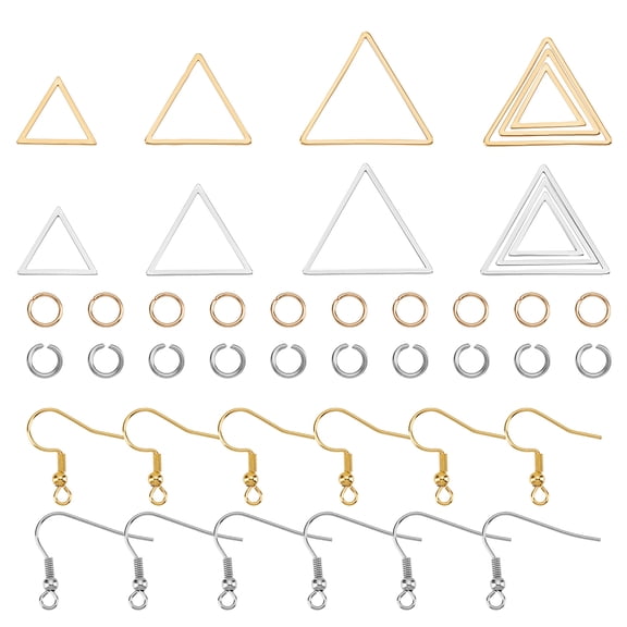 1box about 116pcs 2 colors Earrings Making Kit Triangle Linking Ring Stainless Steel 40pcs Jump Ring with 40pcs Earring Hooks for Jewelry Making