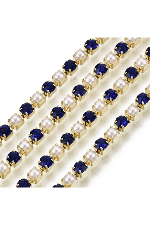 1bundle Brass Rhinestone Strass Chains with Plastic Imitation Pearl Rhinestone Cup Chain Grade A Raw(Unplated) 2x2mm 4000pcs rhinestone/bundle about 32.8 Feet(10m)/bundle