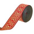 thumbnail image 1 of 1bundle Jacquard Ribbon 7.66 Yards 3.3cm Wide Ethnic style Jacquard Ribbons Red Floral Embroidery Trim Flower Polyester Trims for Clothing bag Sewing Decorations Gift Wrapping, 1 of 6