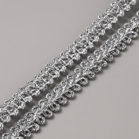 1bundle Polyester Metallic Braid Lace Trim Clothes Accessories Silver 3/8 inch(10mm) about 20m/bundle