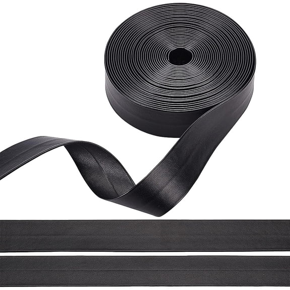 1bundle Soft Imitation Leather Ribbon Flat Garment Accessories Black 1 inch(25mm) 5m/bundle