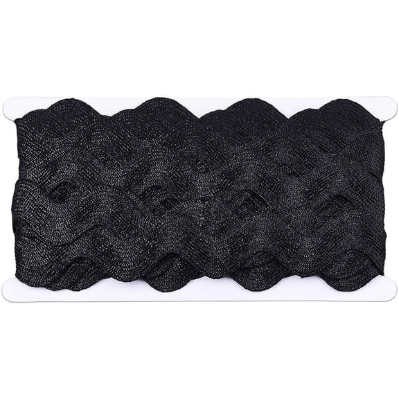 1card 10 Yards 1.57 Inch Black Rick Rack Trim RIC Rac Ribbon Wavy Sewing Bending Fringe Curved Wave Edge Trimming Ribbon for Sewing Making Craft Gift Wrapping Wedding Christmas Decor DIY Supplies