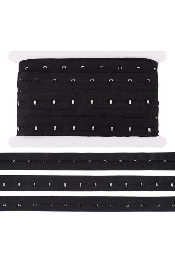 1card 6.25 Yards Single Hook and Eye Trim 1 inch Black Bra Extender for Corset Bra Sewing Quilting Renaissance Dance Corset Bridal Apparel Home Decoration