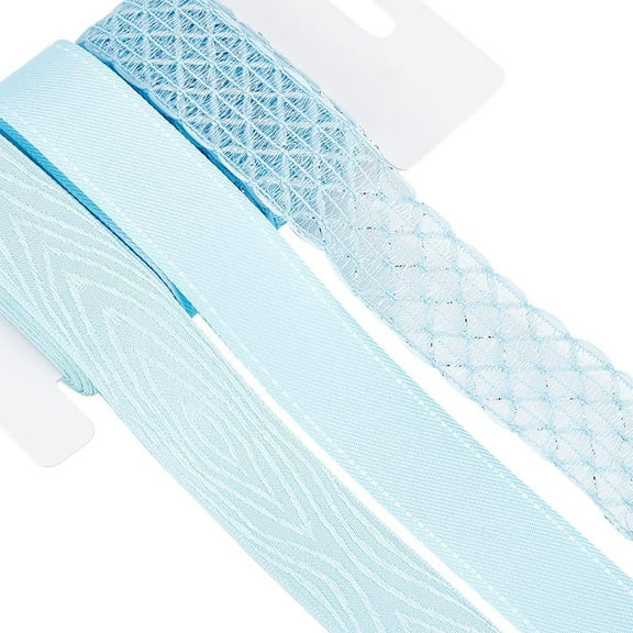 1card 9 Yards 3 styles Polyester Ribbon for Handmade Craft Hair Bowknots and Gift Decoration Sky Blue color Palette Light Sky Blue 1~1-1/8 inch(25~28mm) about 3 yards/style