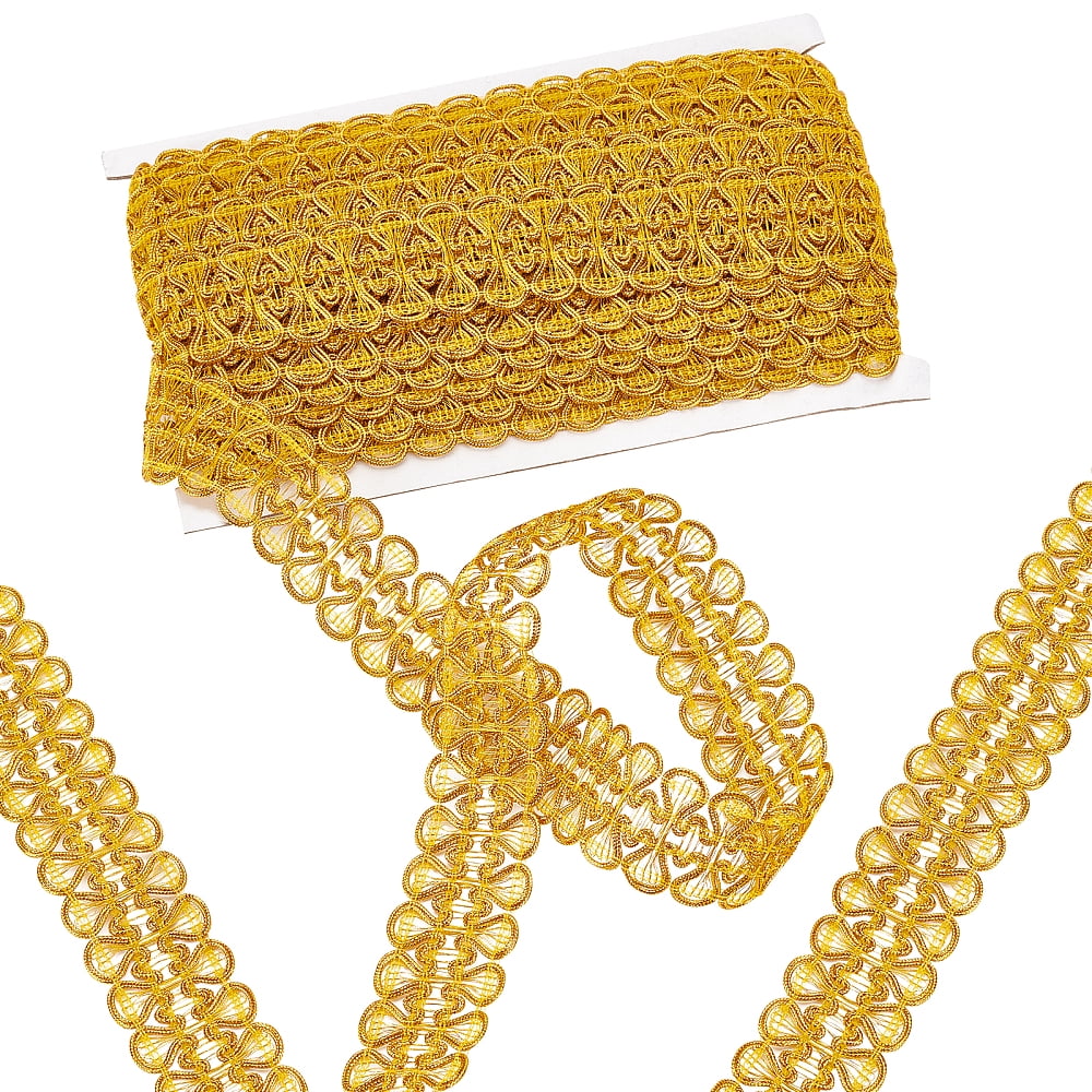 1card Metallic Braid Trim Golden Centipede Lace Ribbon 13 Yards Woven ...