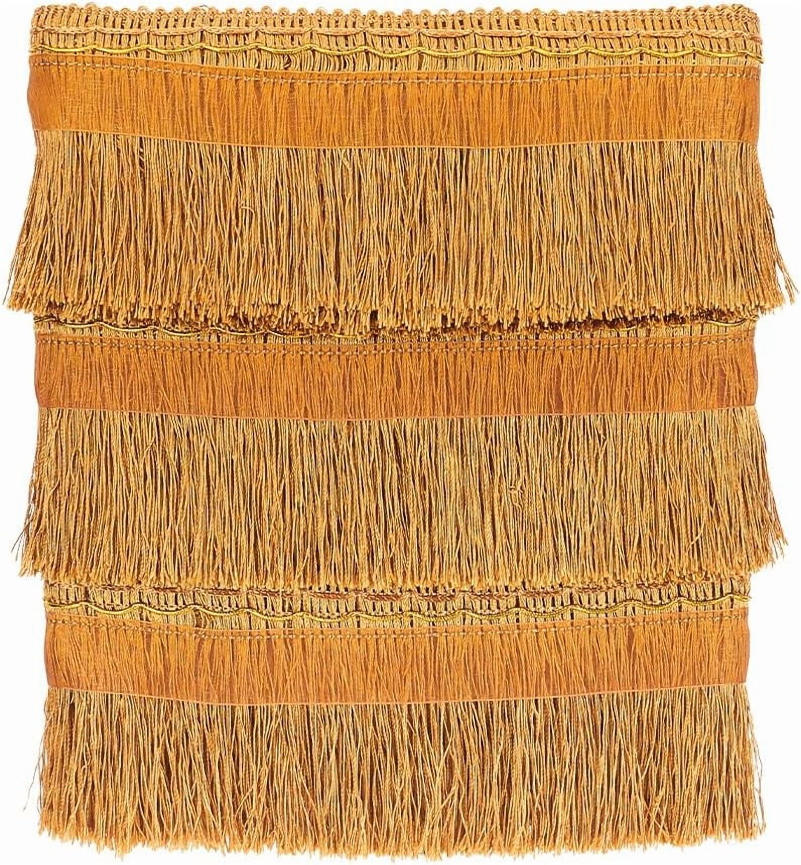 1card Polyester Fringe Ribbon Tassel Lace Trim Clothes Accessories Decoration Dark Goldenrod 4-1/8 inch(105mm) about 12.03 Yards(11m)/Card