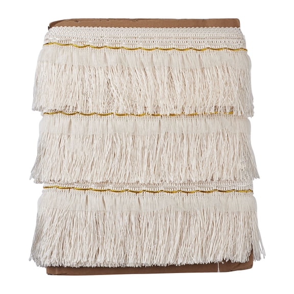 1card Polyester Tassel Fringe Trimming Curtain Decoration Costume Accessories White 100x1mm 12m/card