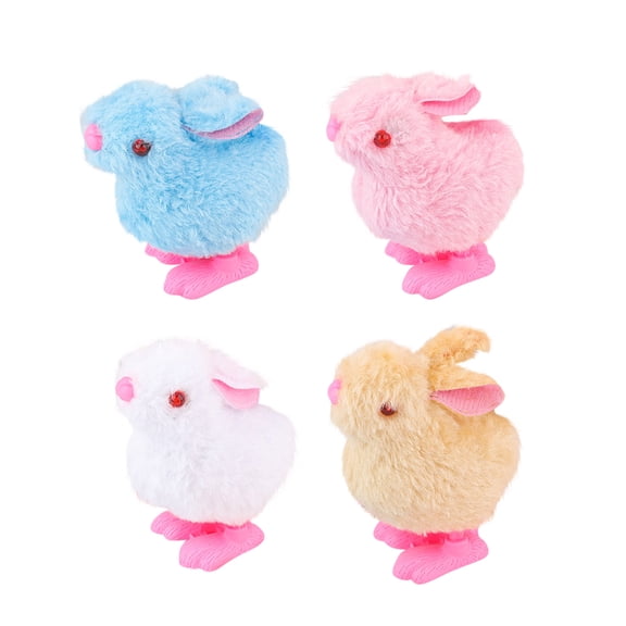 1ce Wind-Up Hopping Bunny Plush Toy - Easter Basket Stuffer, Spring Gift Stuffed Animal (3 Inch) Random Color