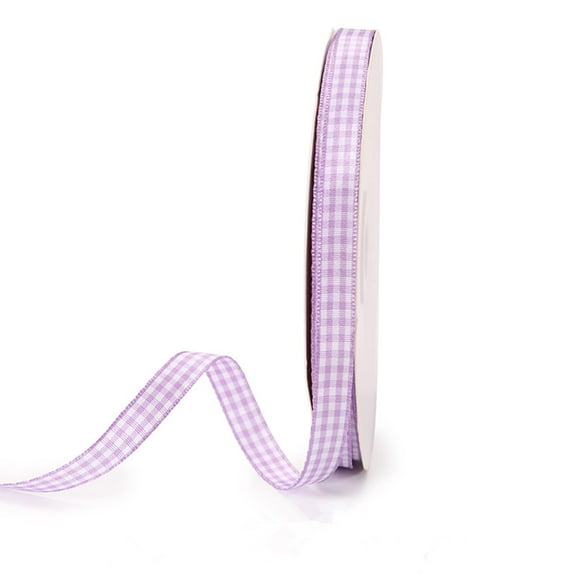 1cm*45m lavender Ribbon, Checkered Ribbon Plaid Ribbon for Gift Wrapping Decoration Art Craft DIY, Light Purple