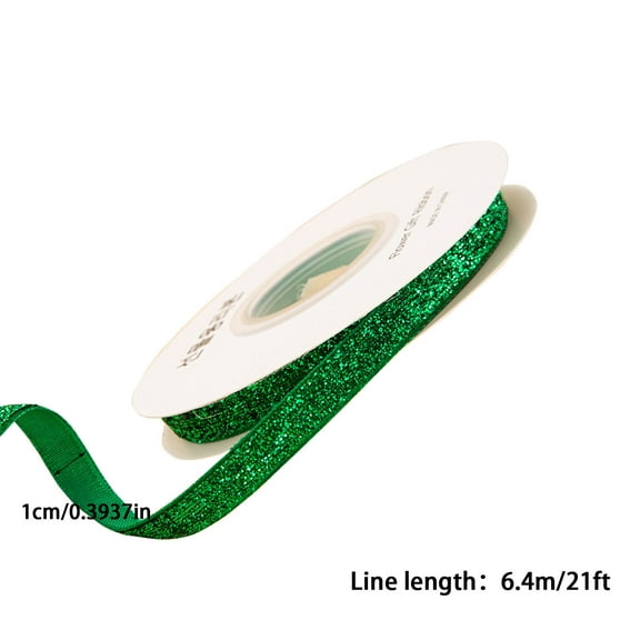 1cm Chritmas Glitter Ribbon,Velvet Ribbon,Gift Wrapping Ribbon Shiny Ribbon For Craft Chritmas Tree,Canary Ribbon Bow Hairpin Accessories Flower Wrap Hair Accessories Decoration(Green)