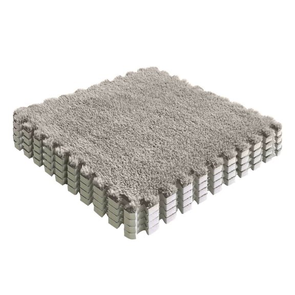1cm Thick Suede Foam Puzzle Floor Mat Interlocking Tiles Non-Slip Rug for Bedroom Living Room 12-Piece Set