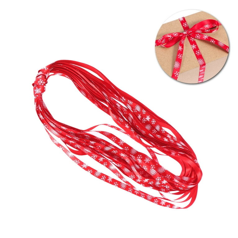 1cm Wide Christmas Ribbon 20m Long Snowflake Thin Ribbon for Gift Packing  Wrapping (Red) 
