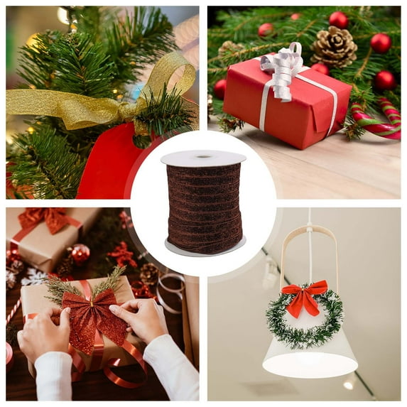 1cm Wired Christmas Ribbon Bow - Colorful Gift Wrapping & Decoration Ribbon for Crafts, Trees, Wreaths, 50 Yards Spool