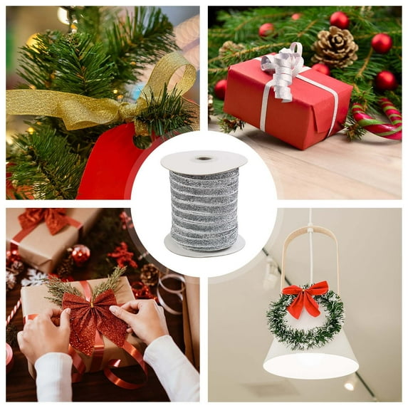 1cm Wired Christmas Ribbon Bow - Colorful Gift Wrapping & Decoration Ribbon for Crafts, Trees, Wreaths, 50 Yards Spool