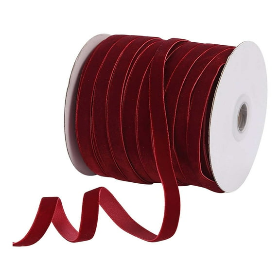 1cm x 50 Yards Velvet Ribbon - Flocked DIY Craft Ribbon for Christmas Decorations, Gift Wrapping & Wedding Bouquets (150ft/Roll)