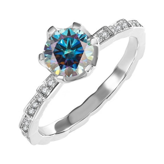 1ct 18K White Gold Moissanite Rings for Women Gift D Color VVS1 Clarity Diamond Rings 925 Sterling Silver Ring jewelry Moissanite Engagement Rings with Certificate
