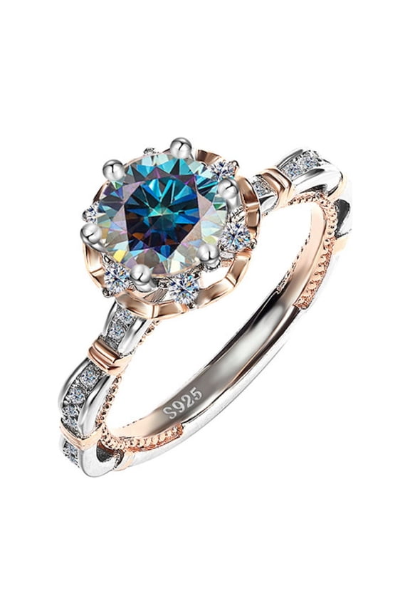 1ct 18K White Gold Moissanite Rings for Women Gift D Color VVS1 Clarity Diamond Rings S925 Sterling Silver Ring jewelry Moissanite Engagement Rings with Certificate