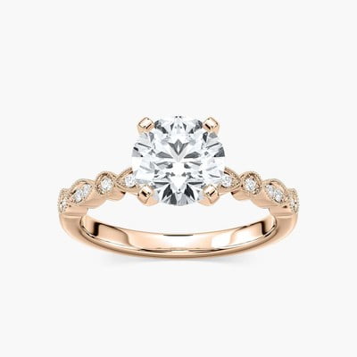 1ct-2.5ct Amore Vintage Engagement CVD Lab Grown Diamond Ring in 14K Rose Gold