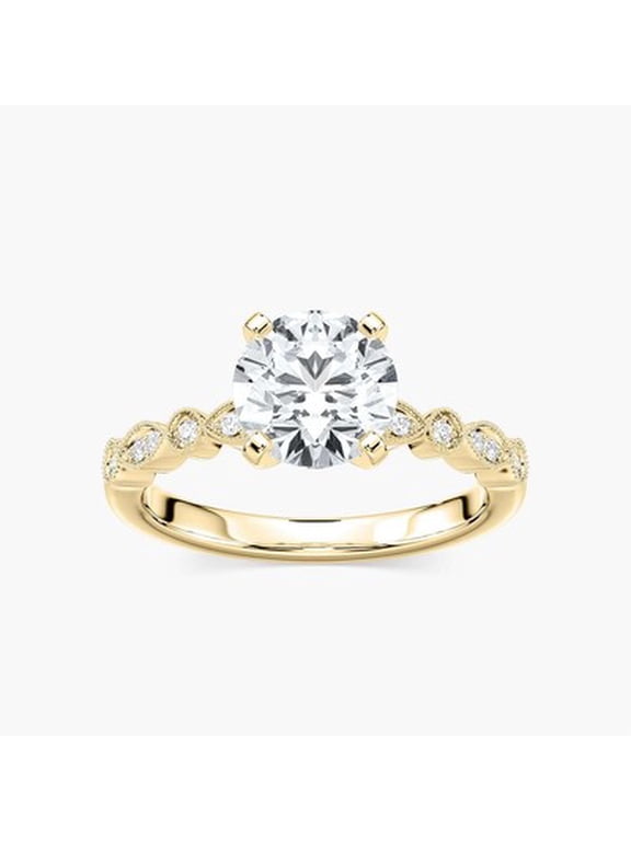 1ct-2.5ct Amore Vintage Engagement CVD Lab Grown Diamond Ring in 14K Yellow Gold