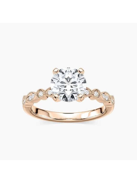 1ct-2.5ct Amore Vintage Engagement CVD Lab Grown Diamond Ring in 18K Rose Gold.