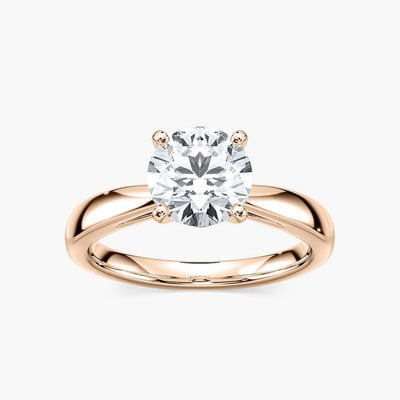 1ct-2.5ct CVD Lab Grown Diamond Solitaire Engagement Ring in 18K Rose Gold