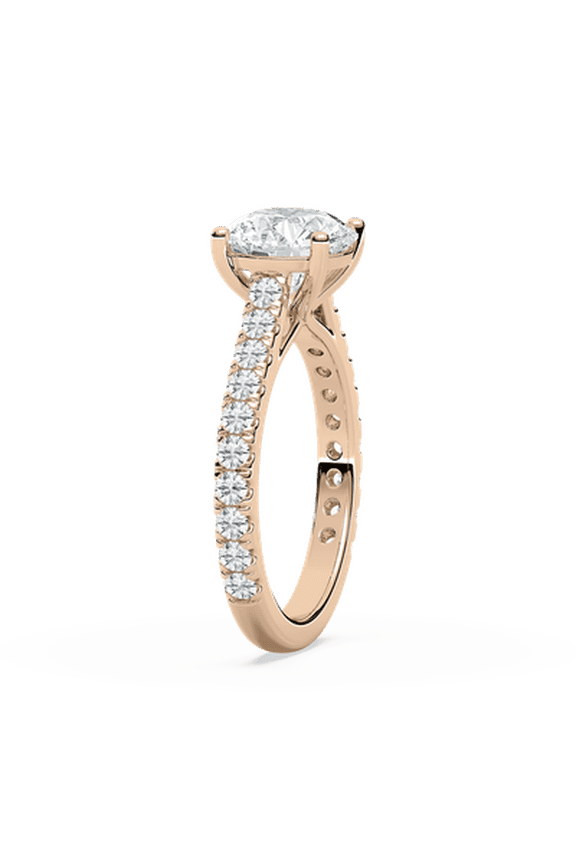 1ct-2.5ct Engagement CVD Lab Grown Diamond Ring in 14K Rose Gold For Women.