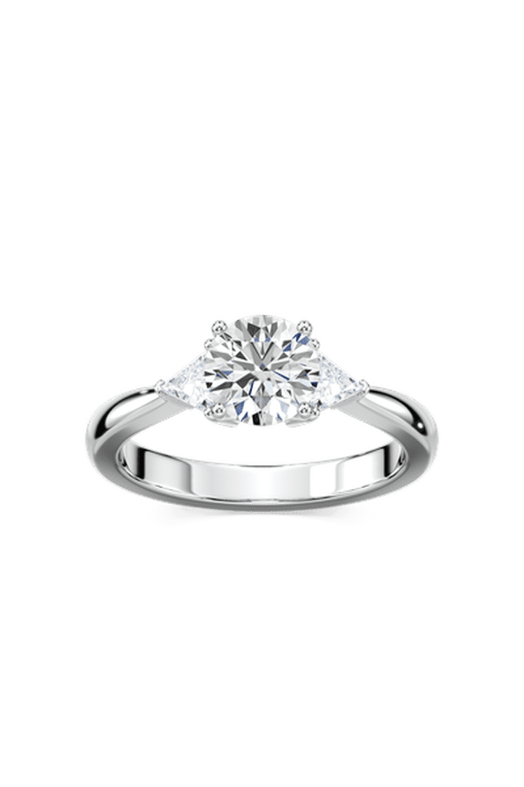1ct-2.5ct Three Stone Engagement CVD Lab Grown Diamond Ring in 18K White Gold