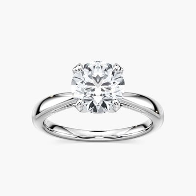 1ct-2.5ct Winter Rose Engagement CVD Lab Grown Diamond Ring in 14K White Gold.