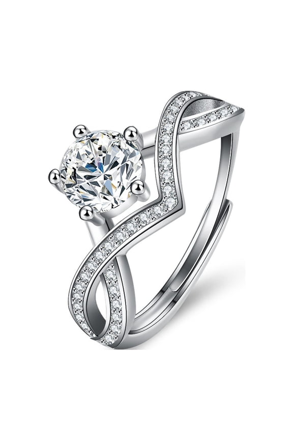 1ct Adjustable Moissanite Diamond Rings for Women Wedding Bands Round Cut D Color VVS1 S925 Sterling Silver Rings for Women Moissanite Engagement Rings for Women with Certificate