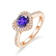 thumbnail image 1 of 1ct Blue/Pink/Purple Moissanite Rings for Women D Color VVS1 Clarity S925 Sterling Silver Heart Diamond Rings Moissanite Wedding Bands with Certificate, 1 of 9