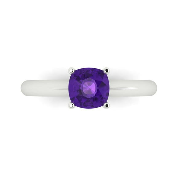 Solitaire Engagement Ring for Women - 1ct Natural Amethyst in 14K White Gold Promise Ring