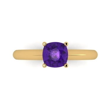 Solitaire Engagement Ring for Women - 1ct Natural Amethyst in 14K Yellow Gold Promise Ring