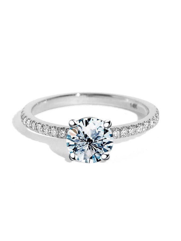 1ct D Color VVS1 Moissanite Diamond Rings 925 Sterling Silver Wedding Rings for Women Engagement Rings for Women with Certificate