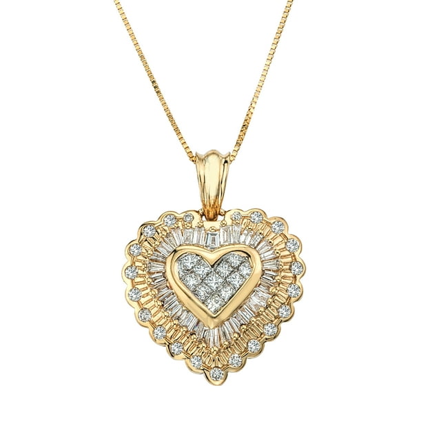 1ct Diamond Heart Pendant in 14K Yellow Gold - Walmart.com