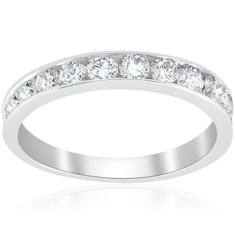 1ct Diamond Wedding Ring 14K White Gold Channel Set Womens