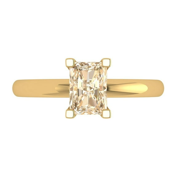 1 ct Emerald Cut Natural Morganite Solitaire Engagement Ring for Women in 14K Yellow Gold