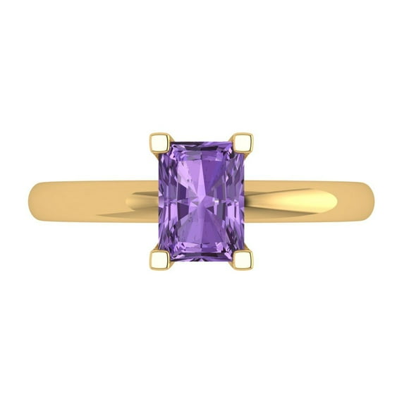 Solitaire Engagement Ring for Women - 1ct Simulated Alexandrite in 14K Yellow Gold Promise Ring