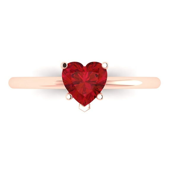 Clara Pucci 14K Rose Gold 1.25ct Ruby Solitaire Ring for Women