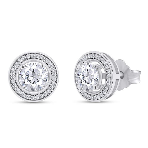 1ct Lab Created Moissanite Stud Earrings for Women in 18K White Gold Plated 925 Sterling Silver
