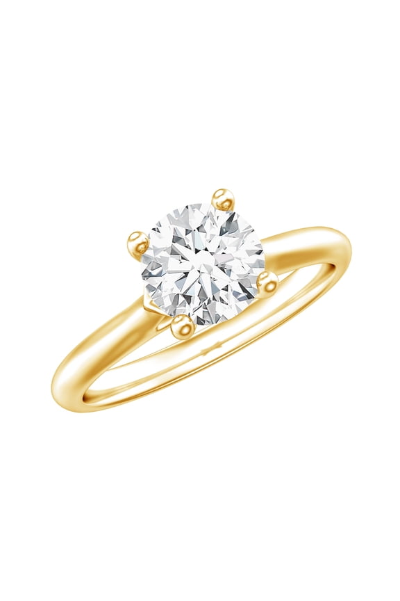 1ct Lab Grown Diamond Ring for Engagement, Cathedral Setting Ring, EF-VS Grade, 14K Yellow Gold, US 7.00