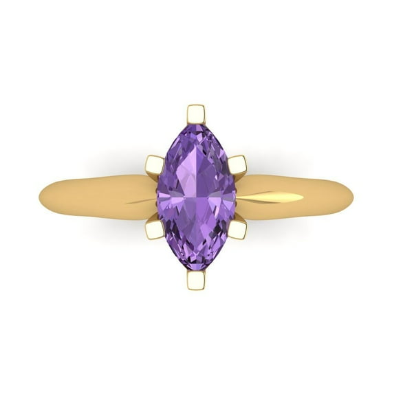 Solitaire Engagement Ring for Women - 1ct Simulated Alexandrite in 14K Yellow Gold Promise Ring
