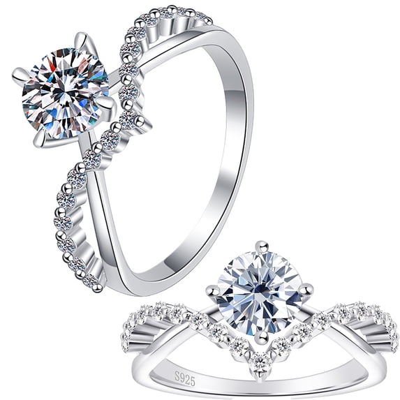 1ct Moissanite Crown Ring, Moment Wish Engagement Ring for Women, Moissanite Promise Ring, D Color VVS1 Simulated Diamond 925 Sterling Silver Accent Ring